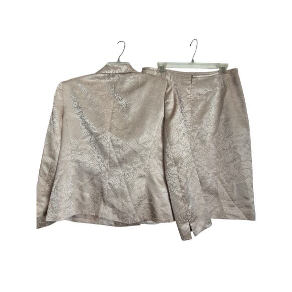 VTG Women Sz14 Brocade Le Suit Skirt Suit Ivory Bow Lined Luxury Old Money Chic - Picture 6 of 13